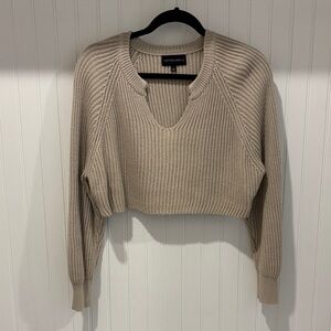 Cotton Candy V-Neck Sweater in Taupe